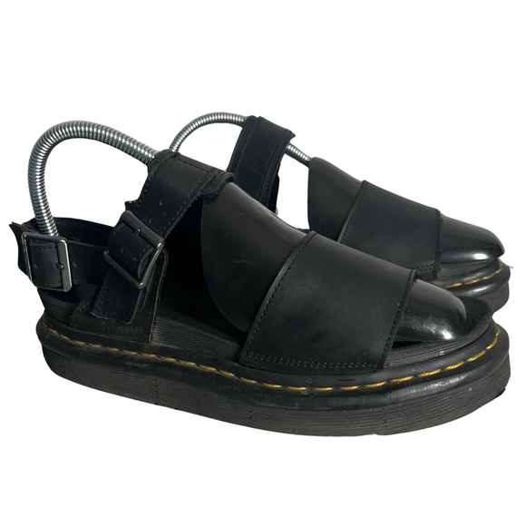 Dr. Martens Voss Black Hydro Leather Platform Sandals Shoes Open Toe Size 7 - Picture 6 of 12